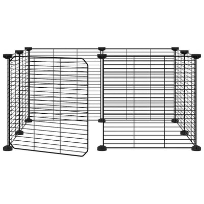 8-Panel Pet Cage with Door Black 35x35 cm