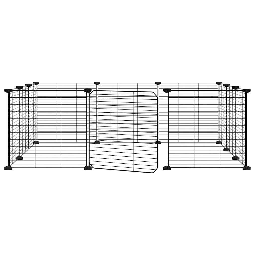 12-Panel Pet Cage with Door Black 35x35 cm