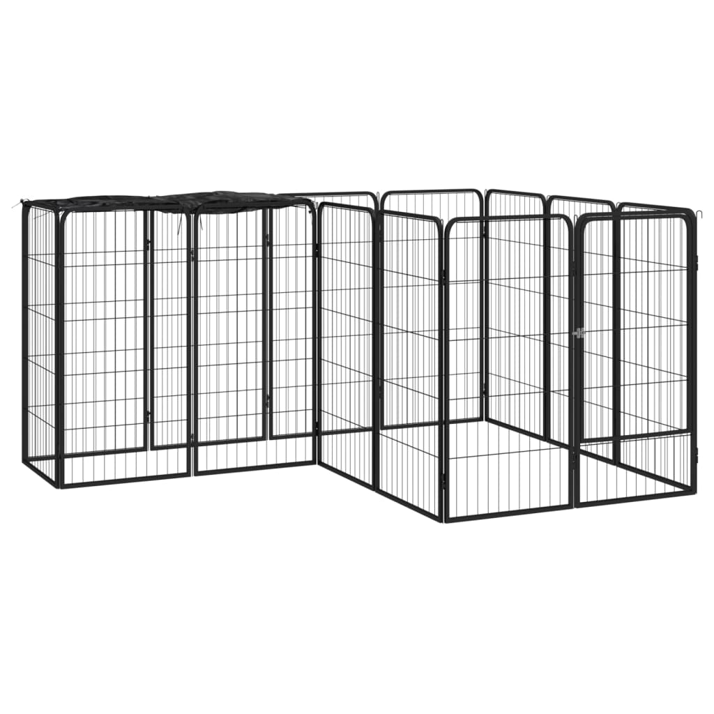 Andala Pets 14-Panel Dog Playpen Black 50x100 cm Powder-coated Steel