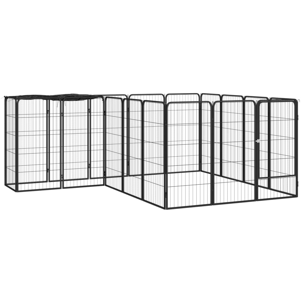 18-Panel Dog Playpen Black 50x100 cm