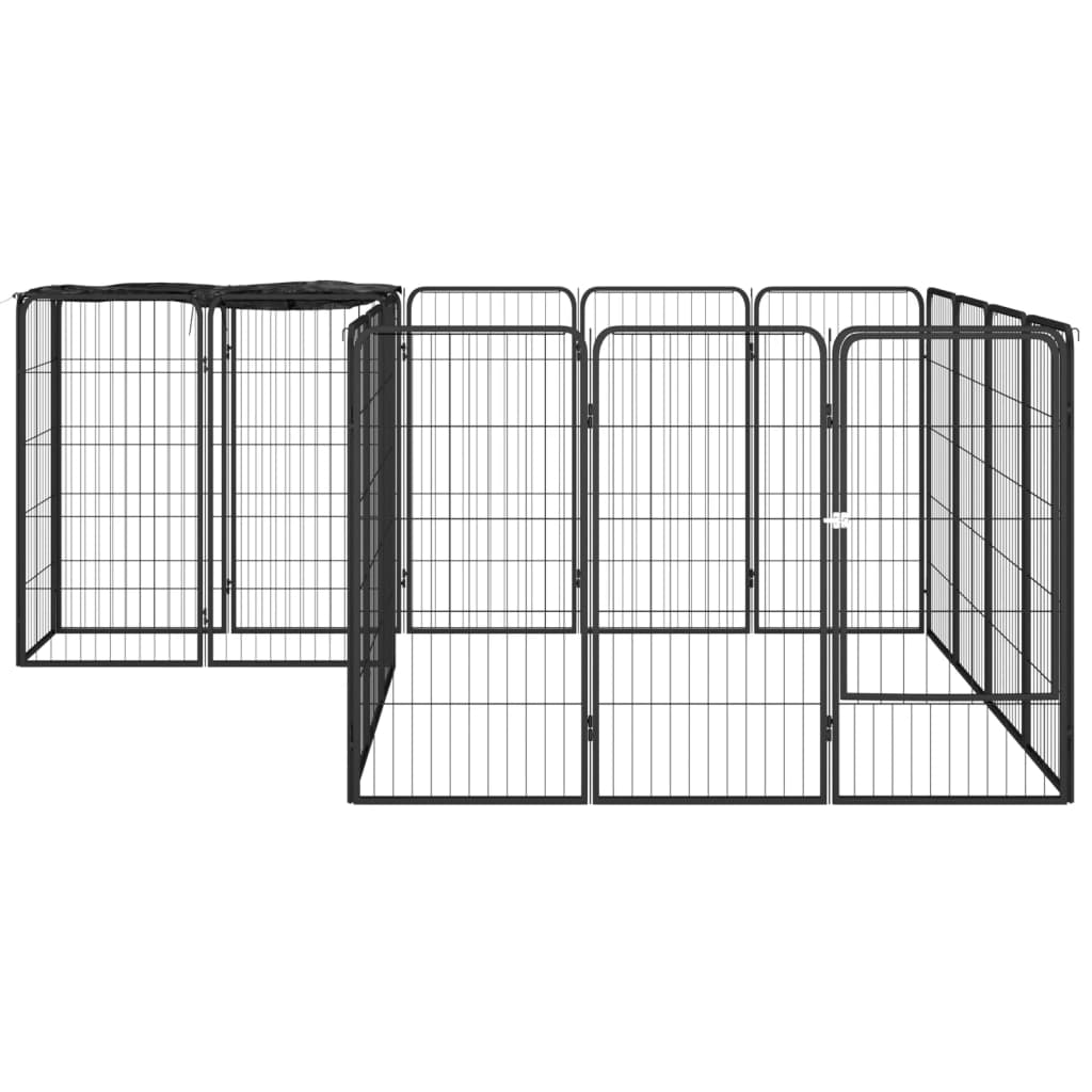 18-Panel Dog Playpen Black 50x100 cm