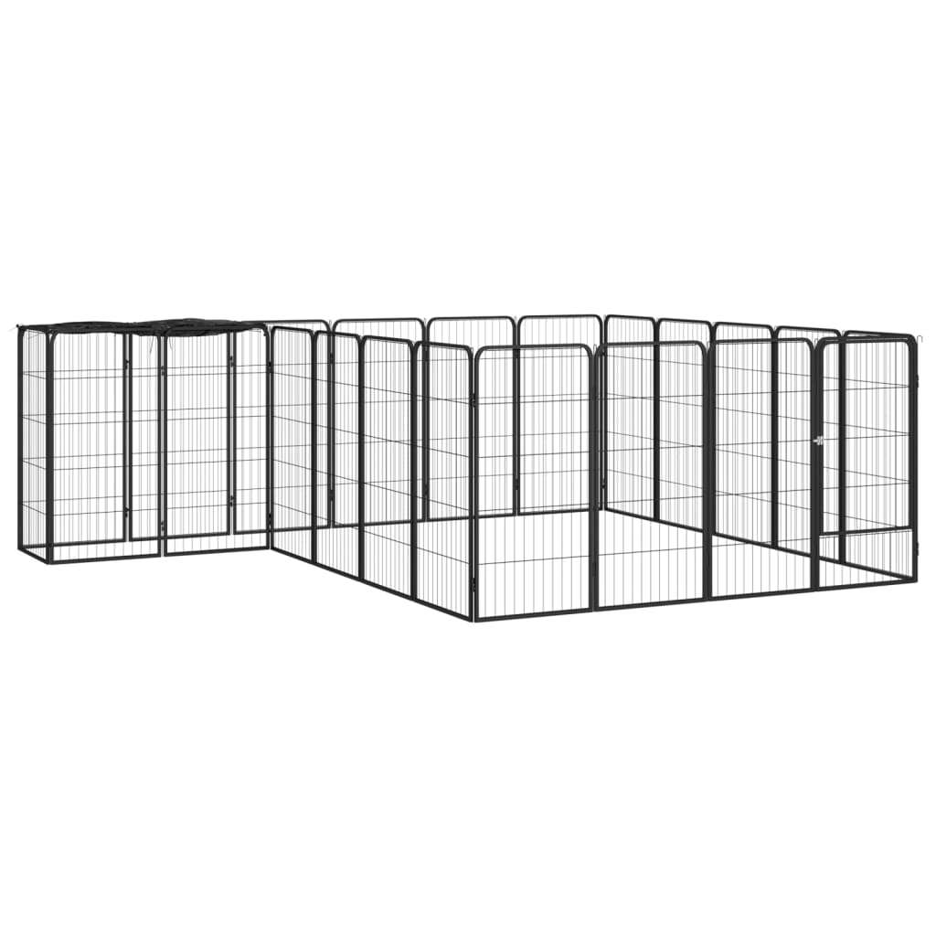 Andala Pets 22-Panel Dog Playpen Black 50x100 cm Powder-coated Steel