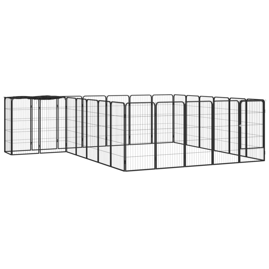 Andala Pets 26-Panel Dog Playpen Black 50x100 cm Powder-coated Steel