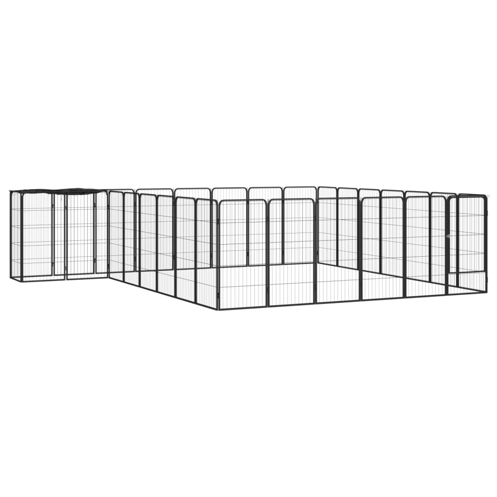 Andala Pets 30-Panel Dog Playpen Black 50x100 cm Powder-coated Steel