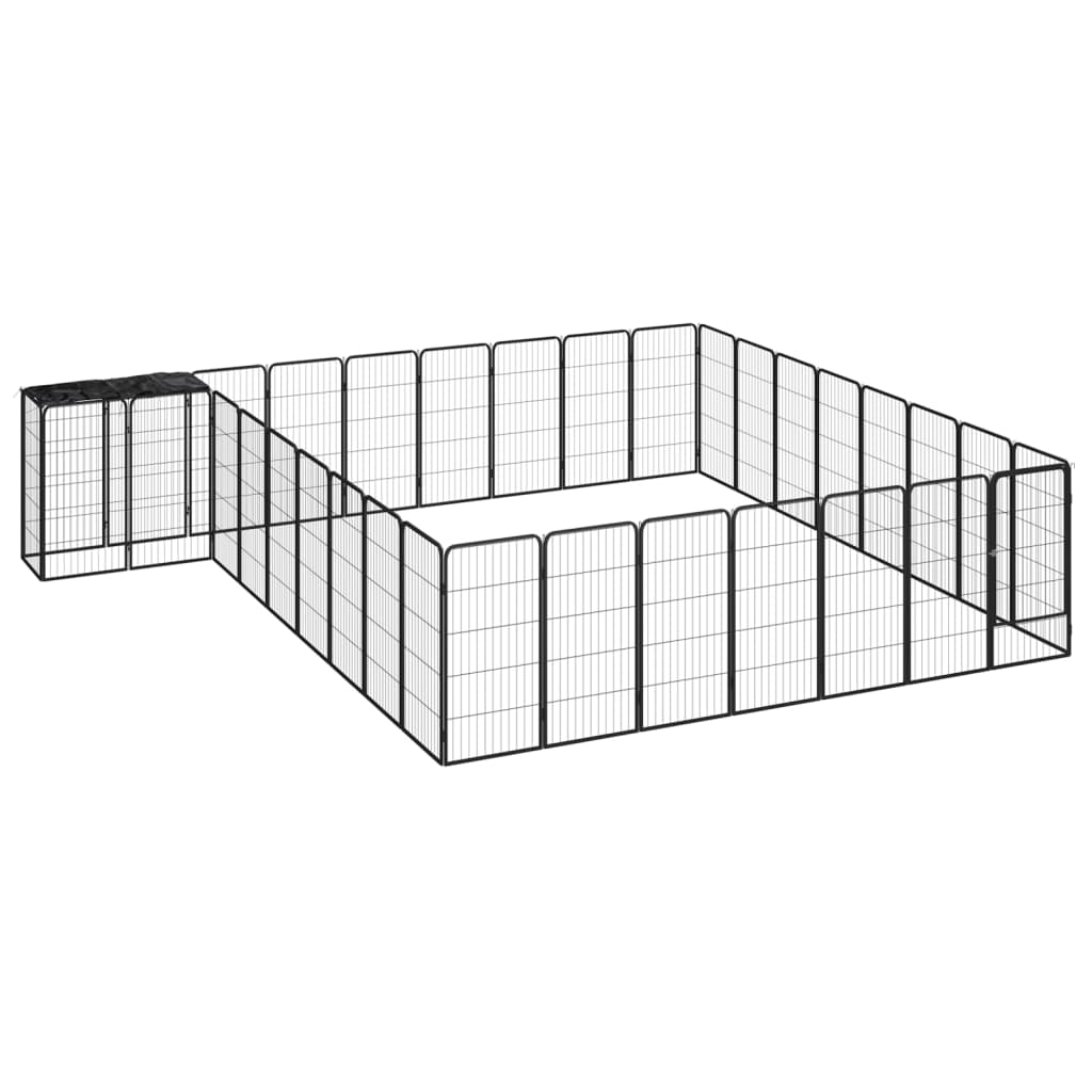 Andala Pets 34-Panel Dog Playpen Black 50x100 cm Powder-coated Steel