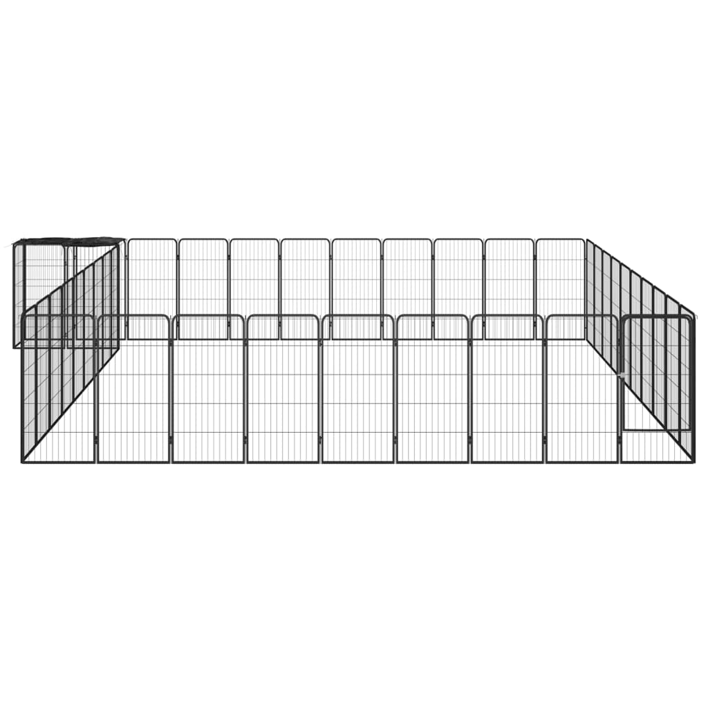 42-Panel Dog Playpen Black 50x100 cm