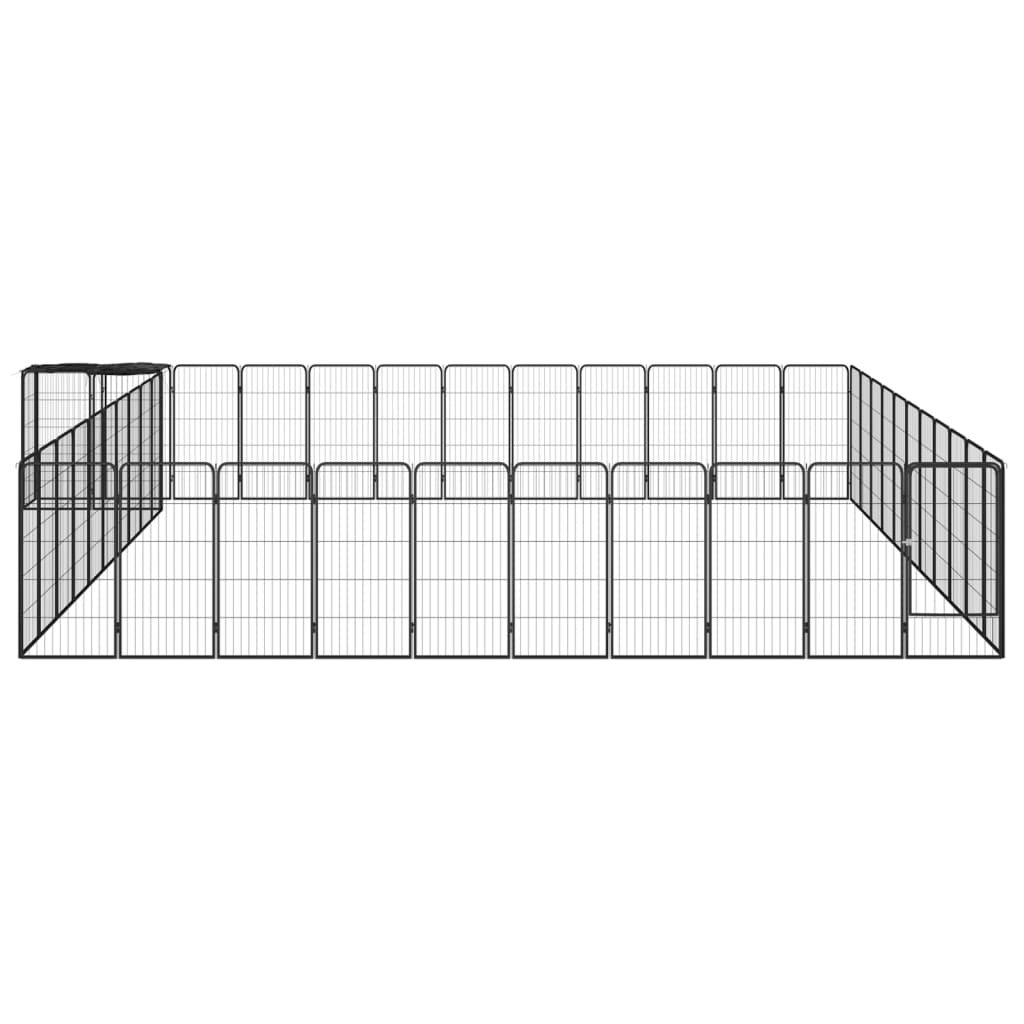 46-Panel Dog Playpen Black 50x100 cm