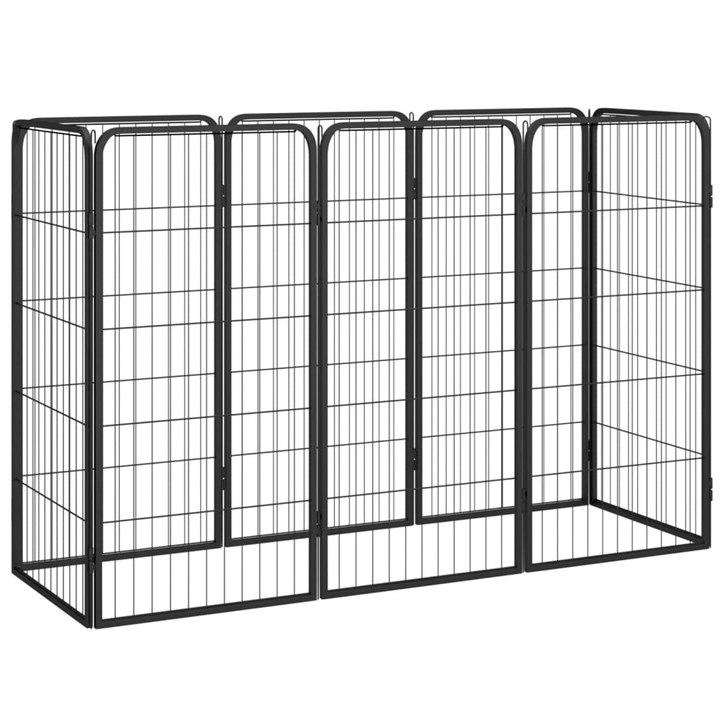 Andala Pets 8-Panel Dog Playpen Black 50x100 cm Powder-coated Steel