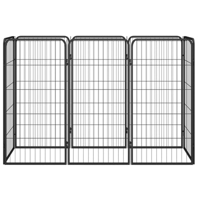 8-Panel Dog Playpen Black 50x100 cm