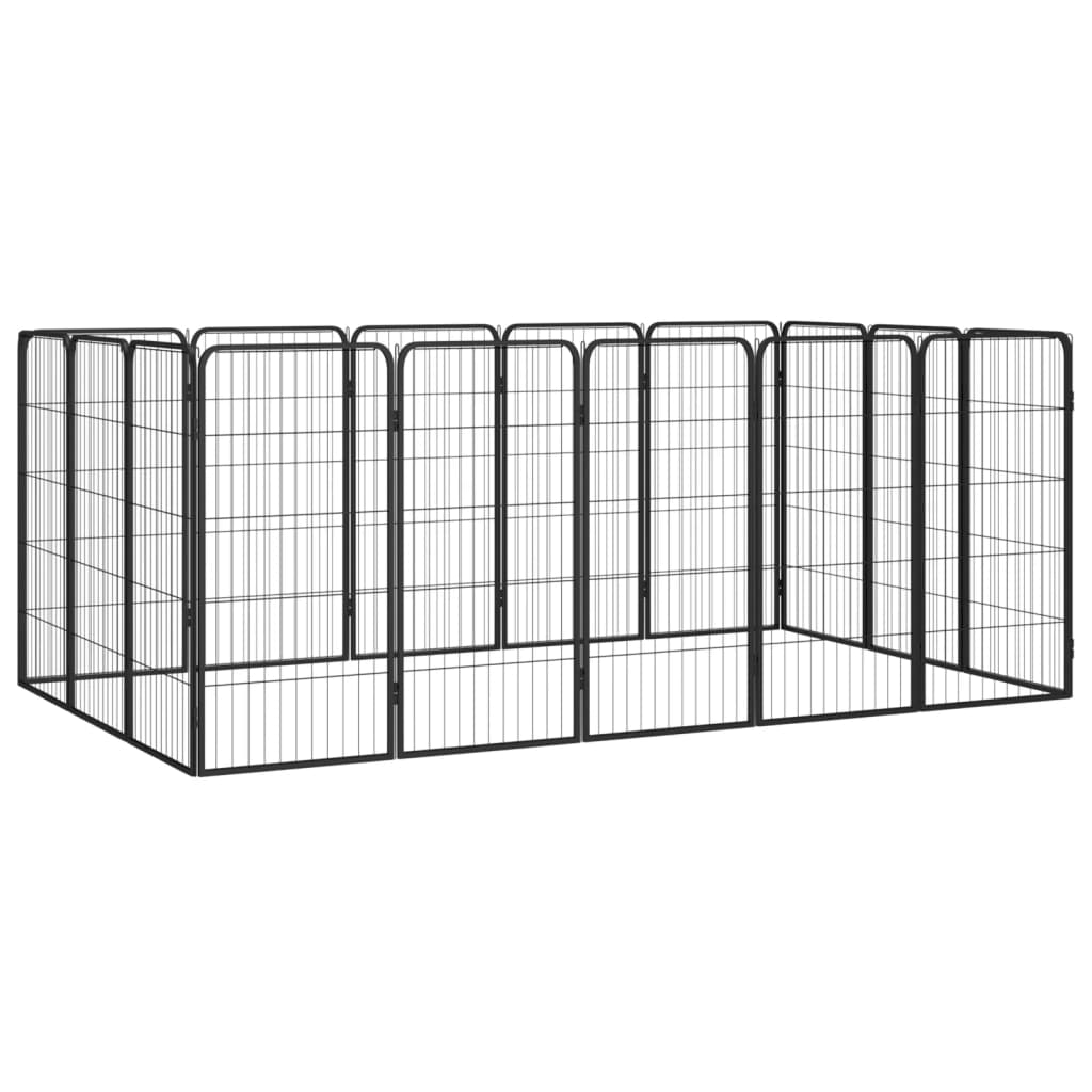 Andala Pets 16-Panel Dog Playpen Black 50x100 cm Powder-coated Steel