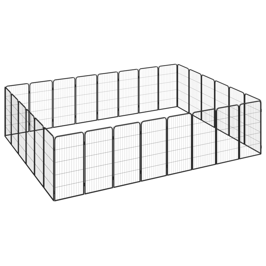 Andala Pets 28-Panel Dog Playpen Black 50x100 cm Powder-coated Steel