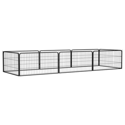8-Panel Dog Playpen Black 100x50 cm