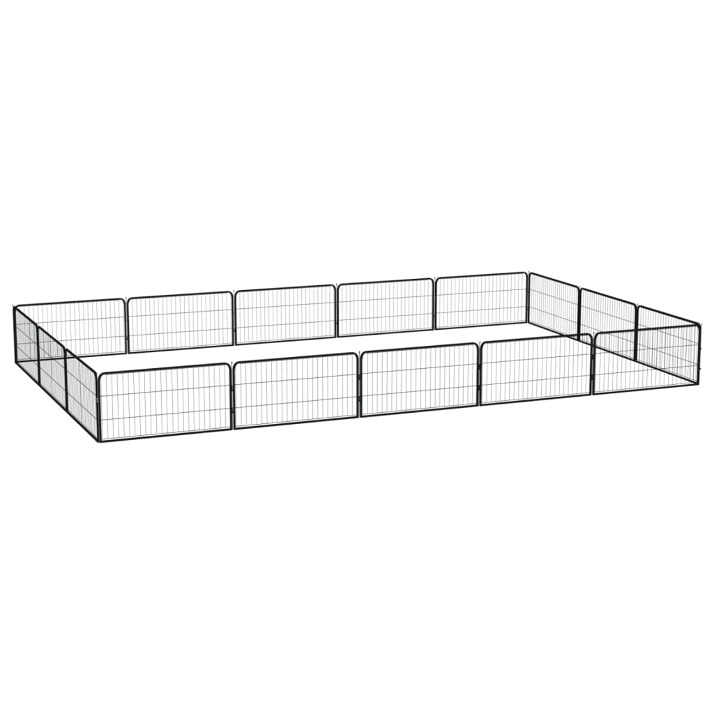 Andala Pets 16-Panel Dog Playpen Black 100x50 cm Powder-coated Steel