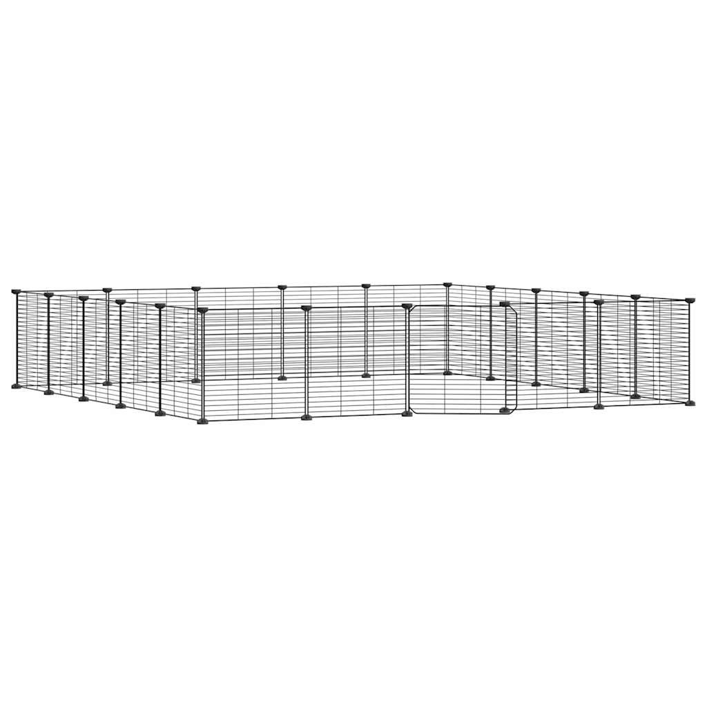20-Panel Pet Cage with Door Black 35x35 cm