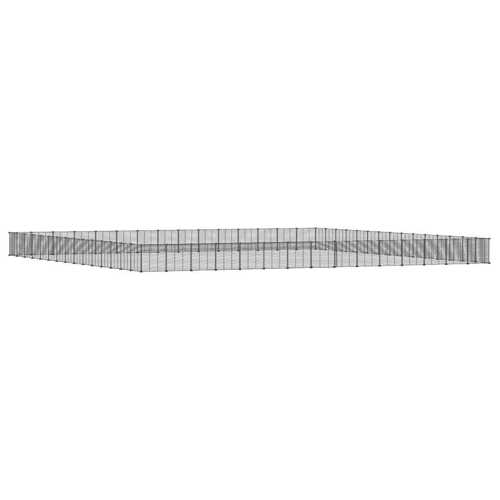 60-Panel Pet Cage with Door Black 35x35 cm