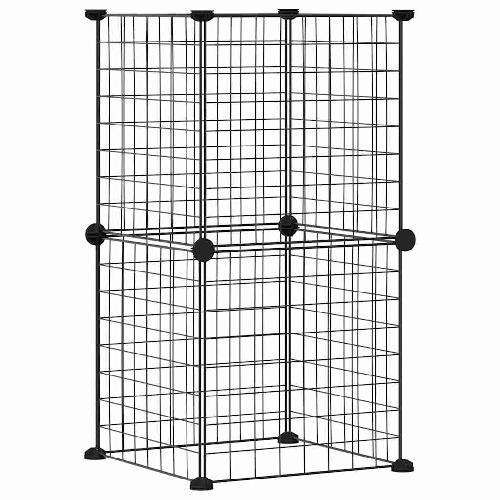 8-Panel Pet Cage Black 35x35 cm