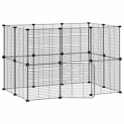 20-Panel Pet Cage with Door Black 35x35 cm