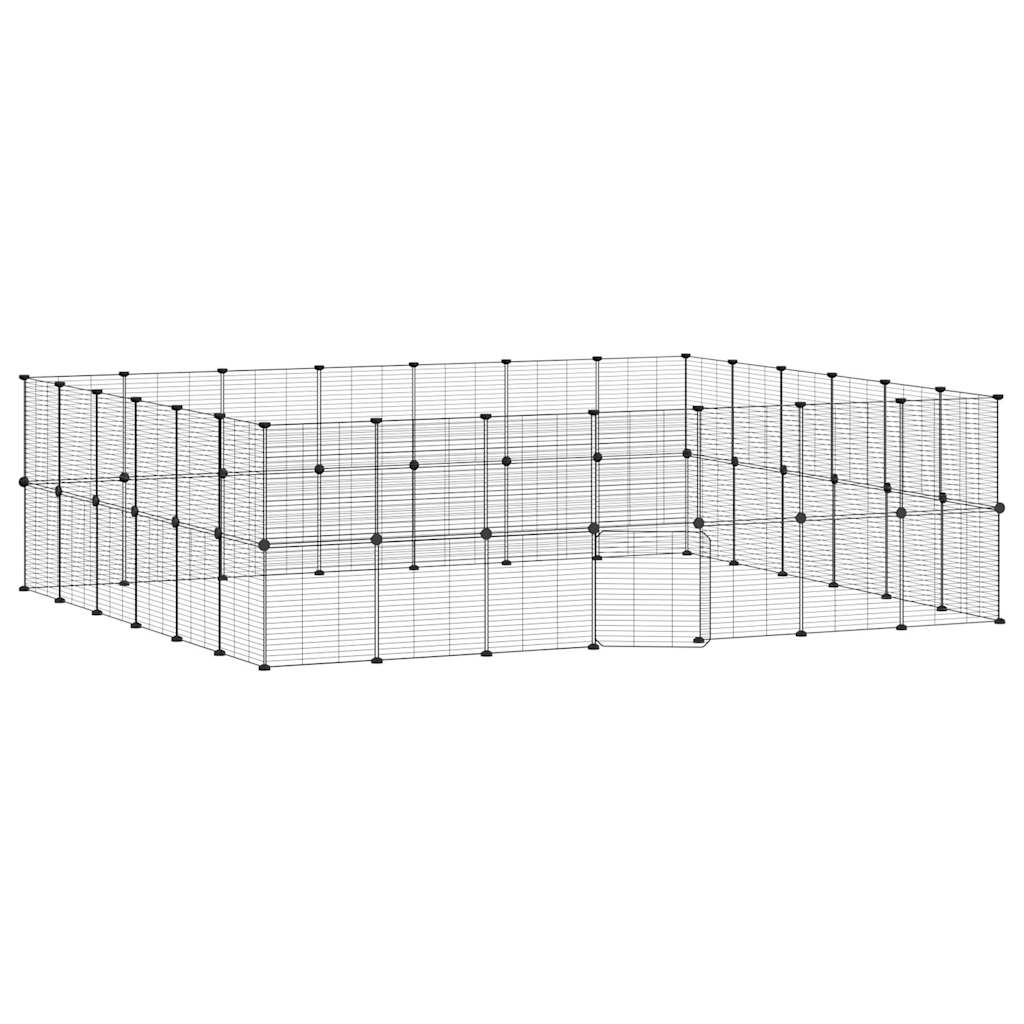 52-Panel Pet Cage with Door Black 35x35 cm