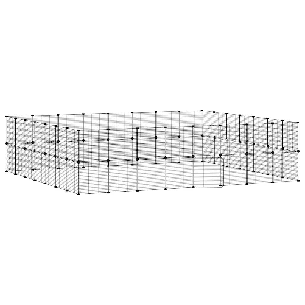60-Panel Pet Cage with Door Black 35x35 cm