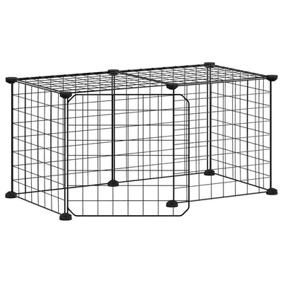 8-Panel Pet Cage with Door Black 35x35 cm
