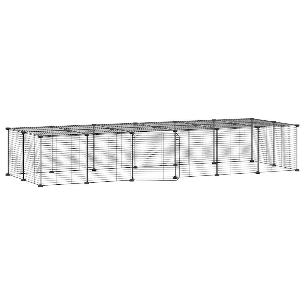 28-Panel Pet Cage with Door Black 35x35 cm