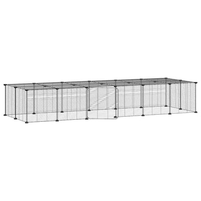 28-Panel Pet Cage with Door Black 35x35 cm