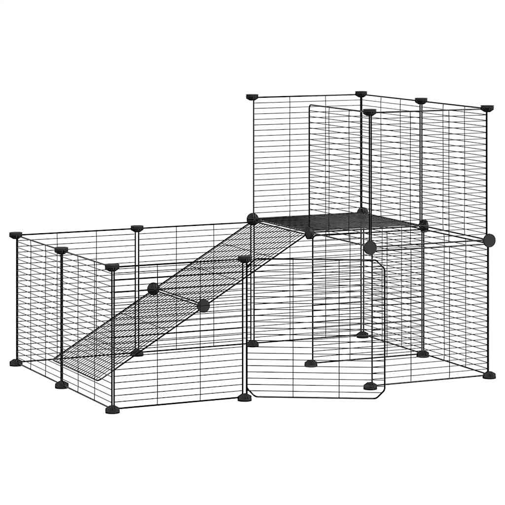 20-Panel Pet Cage with Door Black 35x35 cm