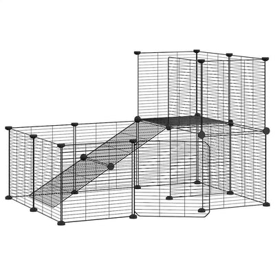 20-Panel Pet Cage with Door Black 35x35 cm