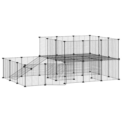 44-Panel Pet Cage with Door Black 35x35 cm
