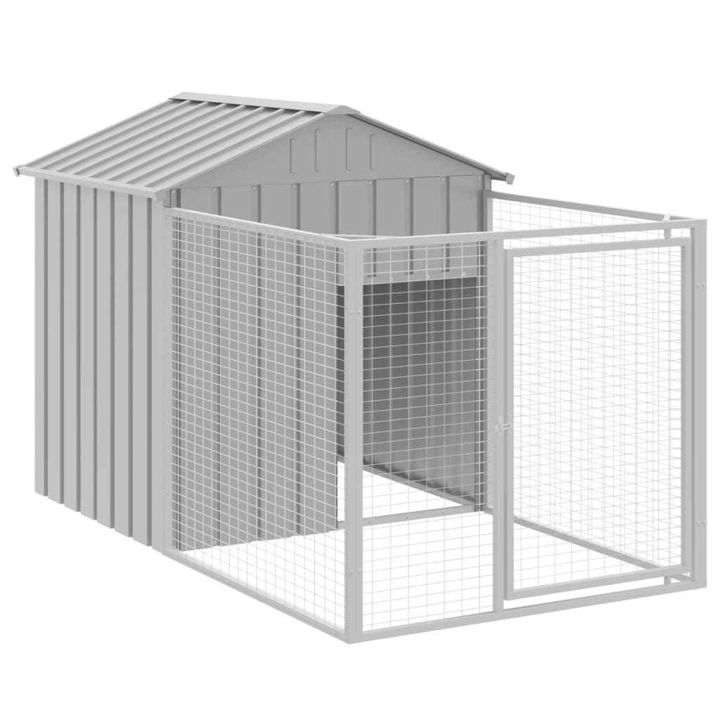 Dog House with Run Light Grey 117x201x123 cm