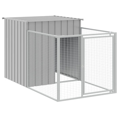 Dog House with Run Light Grey 110x201x110 cm