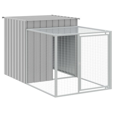 Chicken Cage with Run Light Grey 110x201x110 cm