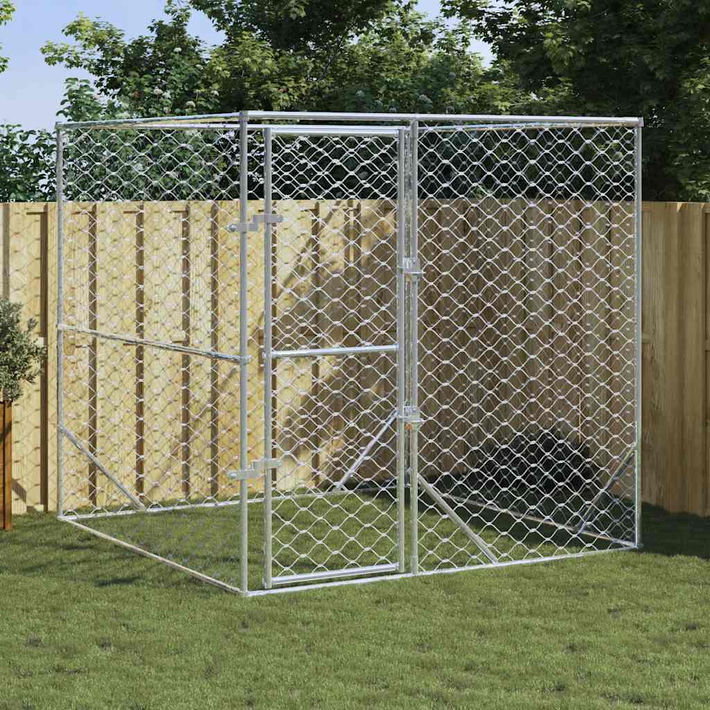Outdoor Dog Kennel Silver 2x2x2 m