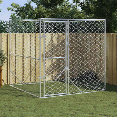 Outdoor Dog Kennel Silver 2x2x2 m