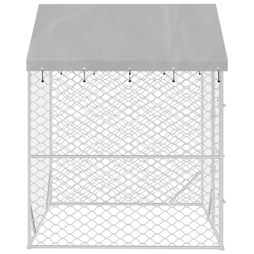 Outdoor Dog Kennel With Roof Silver 2X2X2.5 M