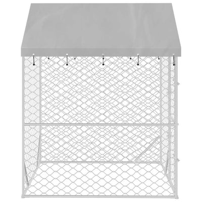 Outdoor Dog Kennel With Roof Silver 2X2X2.5 M