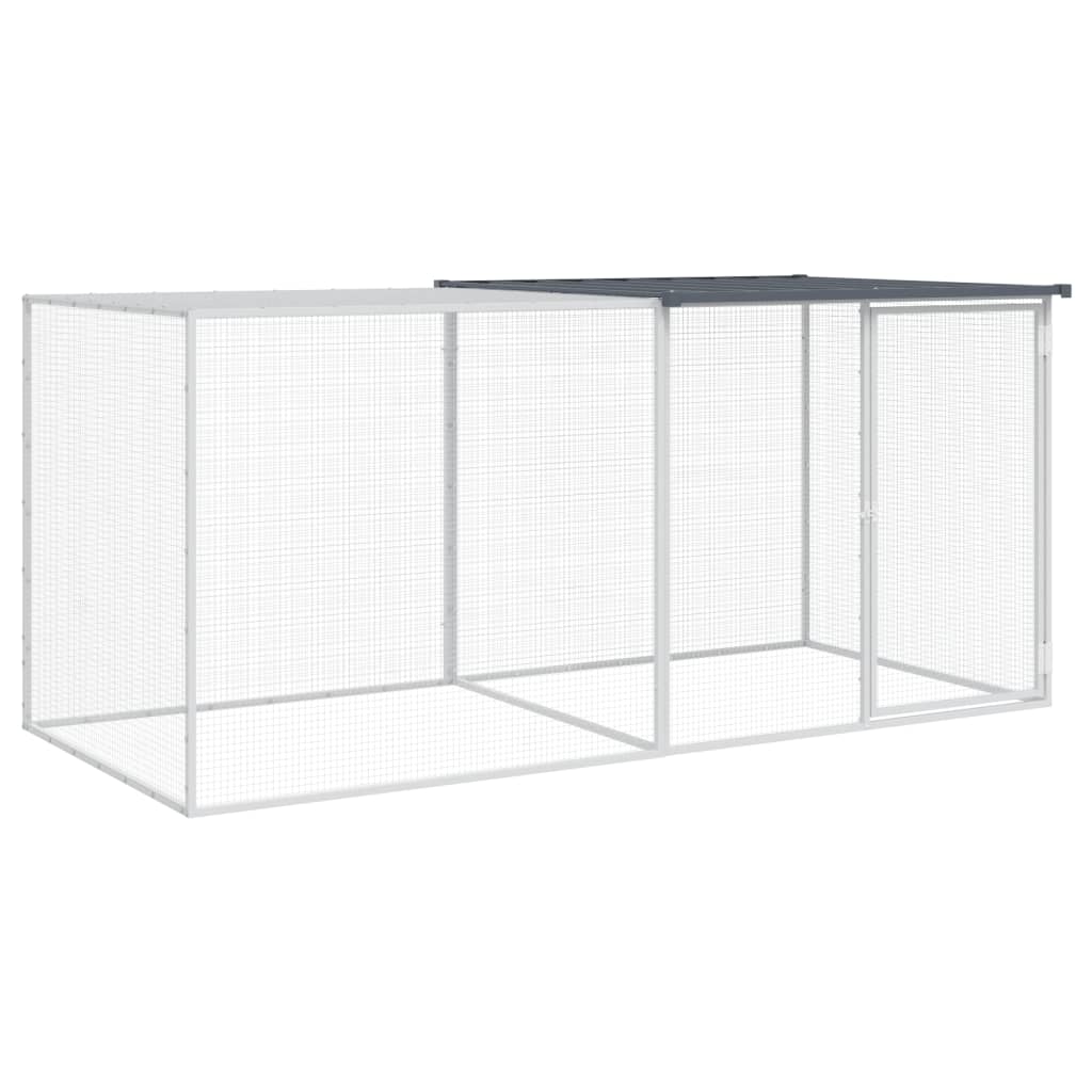 Chicken Cage with Roof Dark Grey 203x98x90 cm