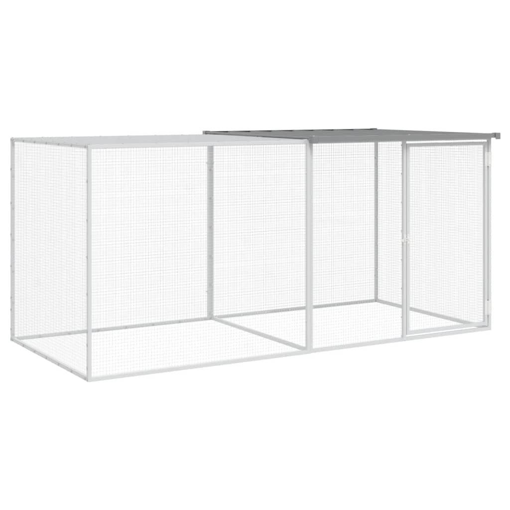 Chicken Cage with Roof Light Grey 203x98x90 cm