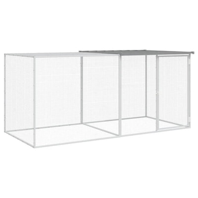 Chicken Cage with Roof Light Grey 203x98x90 cm