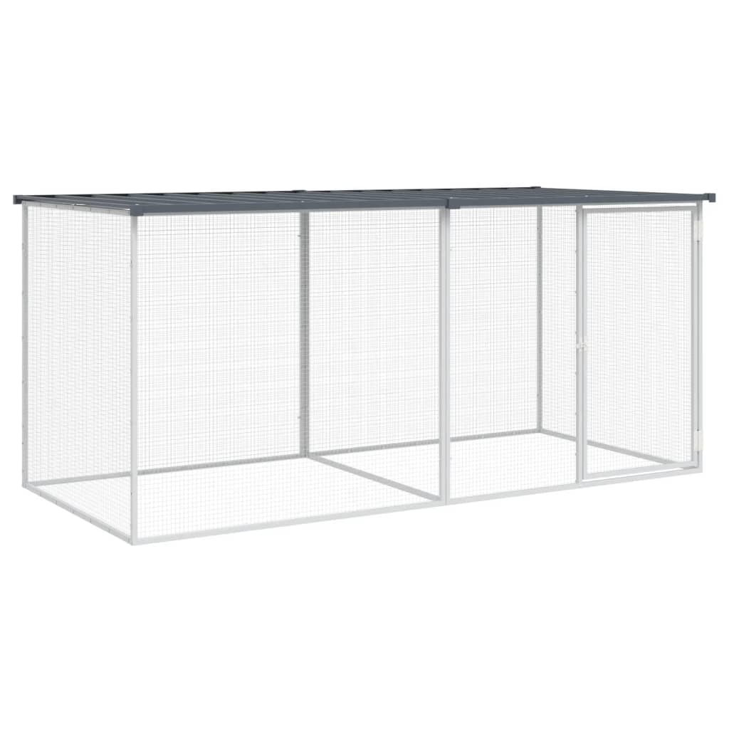 Chicken Cage with Roof Dark Grey 203x98x90 cm