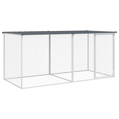 Chicken Cage with Roof Dark Grey 203x98x90 cm