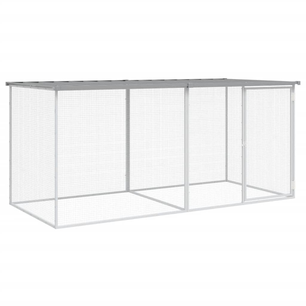 Chicken Cage with Roof Light Grey 203x98x90 cm