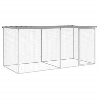 Chicken Cage with Roof Light Grey 203x98x90 cm