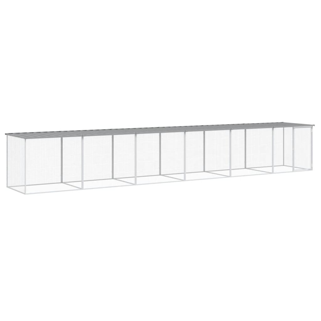 Chicken Cage with Roof Light Grey 603x98x90 cm