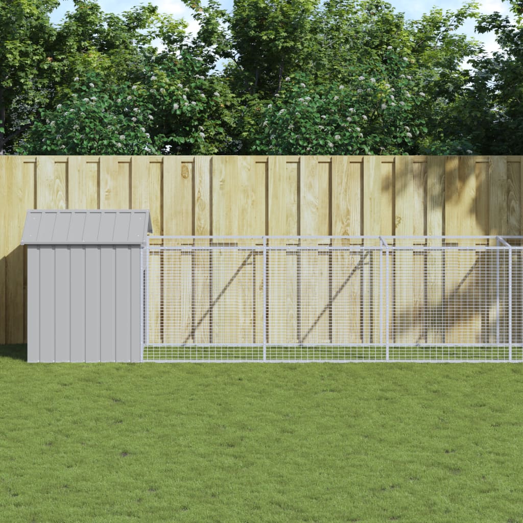 Andala Pets Dog House with Roof Light Grey 117x609x123 cm Galvanised Steel