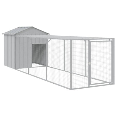 Chicken Cage with Run Light Grey 117x405x123 cm