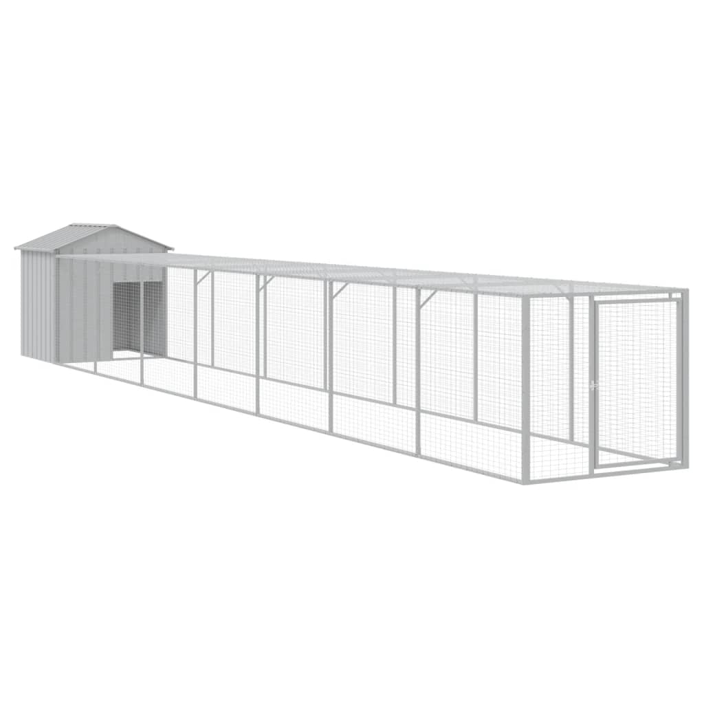 Chicken Cage with Run Light Grey 117x813x123 cm