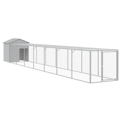 Chicken Cage with Run Light Grey 117x813x123 cm
