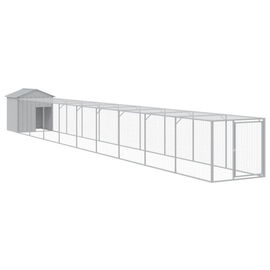 Chicken Cage with Run Light Grey 117x1017x123 cm