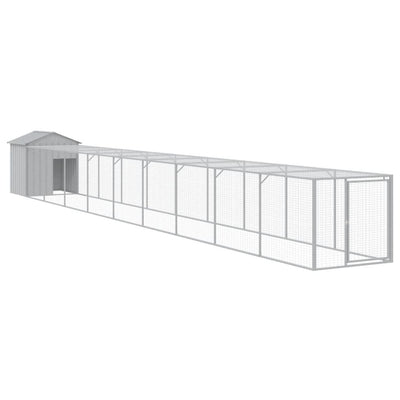 Chicken Cage with Run Light Grey 117x1017x123 cm